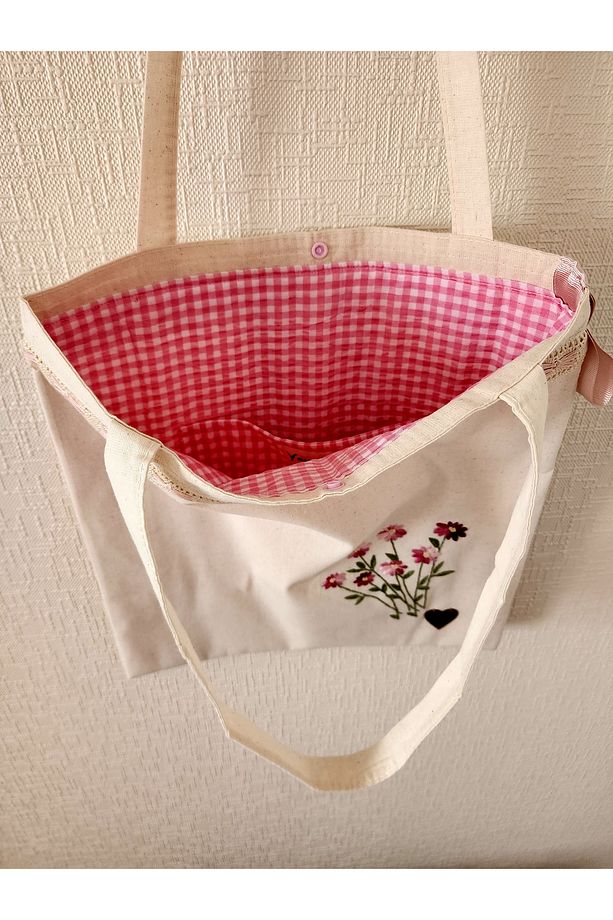 Kasnak Nakışı Ile İşlenmiş, Bez Çanta  %100 Handmade - 2