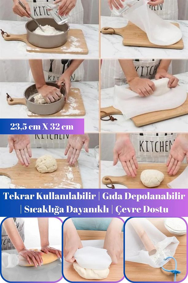 Şeffaf Silikon Pratik Hamur Yoğurma Torbası - 1