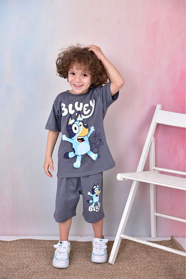 BOY BLUEY CHARACTER PATTERNED SHORTS COMBIN SET