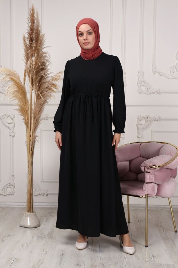 Waist Rope Detailed Hijab Dress