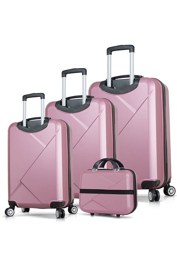 Diamond Abs Kabin Orta Büyük Ve Makyaj Boy Rose Gold 4'lü Travel Valiz Seti - 3