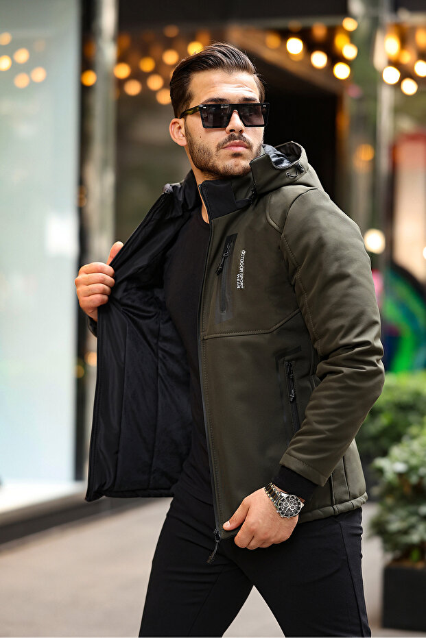 Outdoor Water, Cold, Windproof, Quilted, Fur Lined, Fiber Filled, Softshell Men's Coat