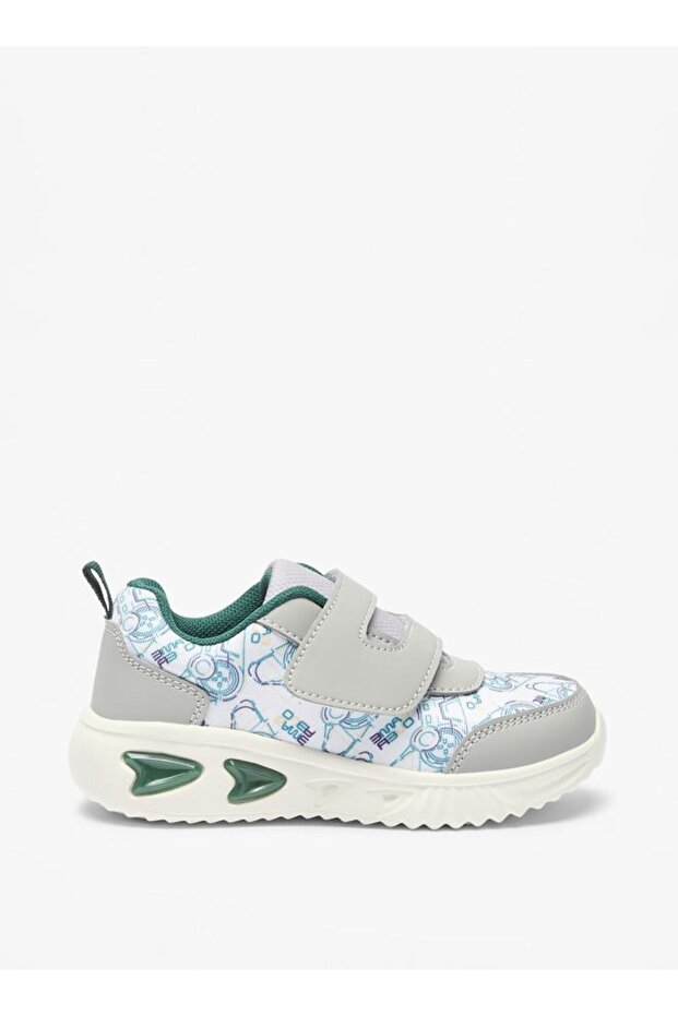 Game Print Sneakers with Hook and Loop Closure - 3