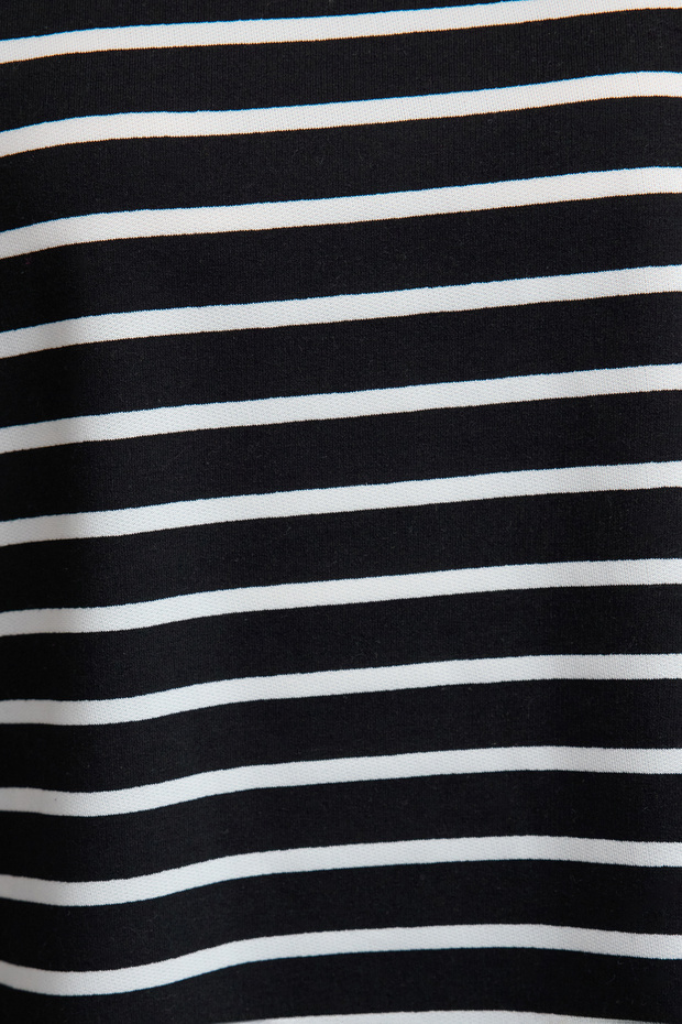 Mikina Crew Neck čierna pruhovaná široký strih - TWOAW23sw00326 - 4