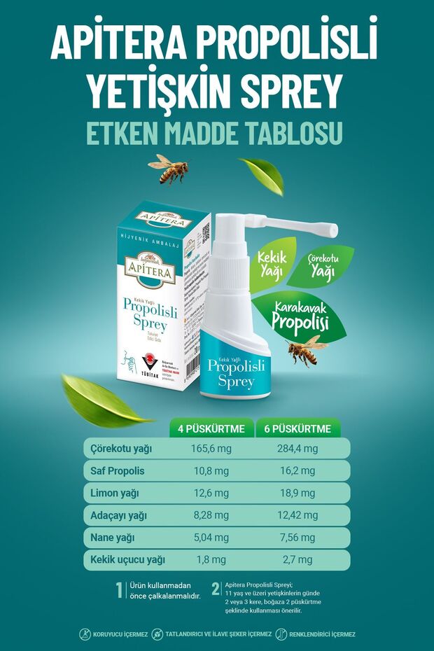 Apitera Plus Kekik Yağlı Propolisli Sprey 20 Ml 2 Adet - 4