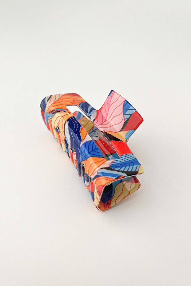 مشبك بمزلاج مستطيل منقوش بطول 7 سم - 1