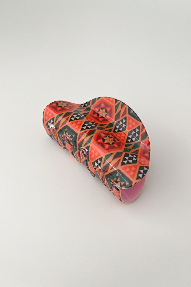 مشبك مزلاج بيضاوي منقوش عرقيًا مقاس 8 سم - 1