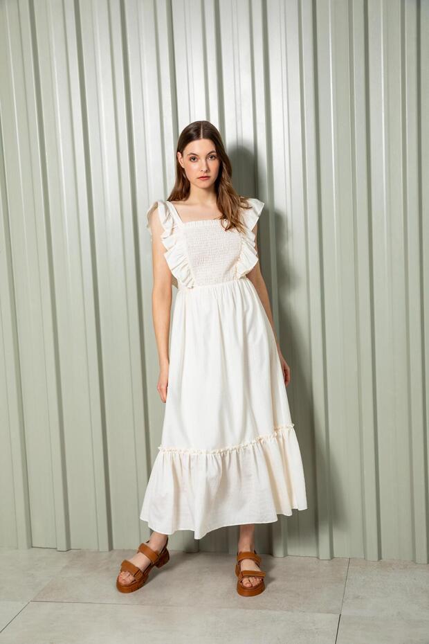 40506 Elbise Ekru - 1