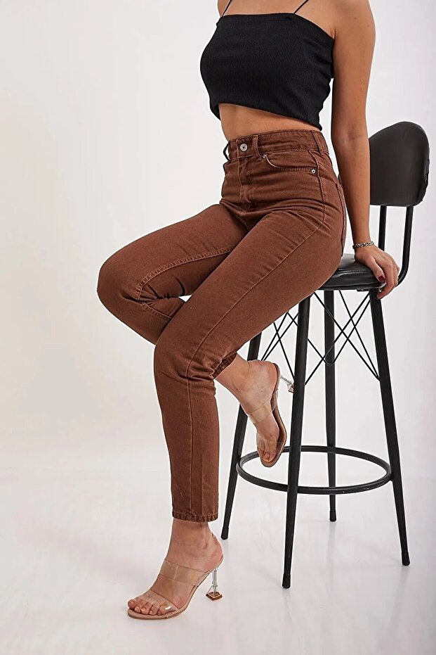 Vysoký pas Lycra Brown Mom Jean - Dámské kalhoty Penolope 2024 - 3