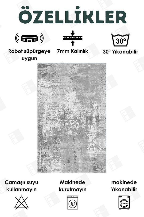 Dijital Baskı Yıkanabilir Kaymaz Taban Dekoratif Salon Halısı Mutfak Halısı (5) - 3