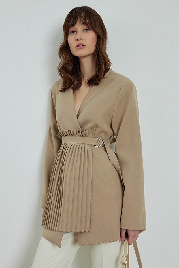 BLAZER JACKET WITH ACCESSORY - STONE - 1