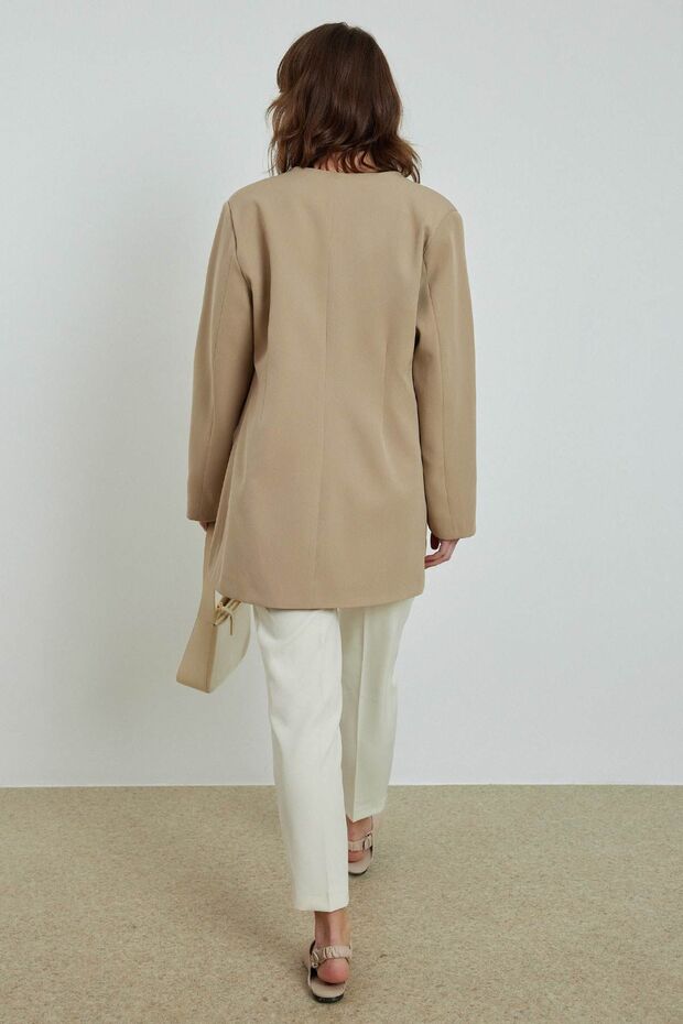 BLAZER JACKET WITH ACCESSORY - STONE - 8