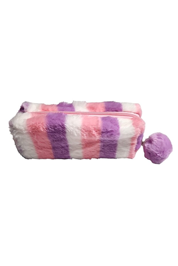 Plush Pencil Case with Rainbow Pompom Single Eye 7697-2