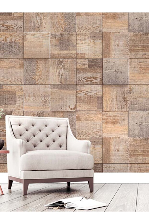 Kare Ahşap Desenli Isı Ve Ses Yalıtımlı Sağlıklı Tekstil Duvar Kağıdı - 2