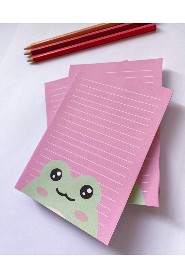Sevimli Kurbağa Desenli Defter/notepad/memopad/bloknot/planlayıcı/to Do List A6 - 9