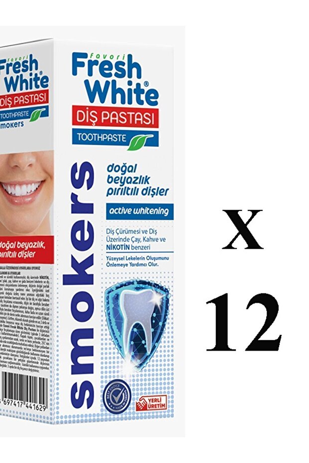 Fresh White Favourite Smokers Toothpaste - 90gr (12 Pieces)