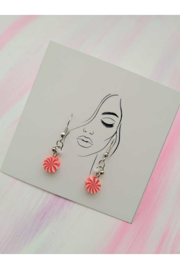 Fimo White And Red Character Earrings