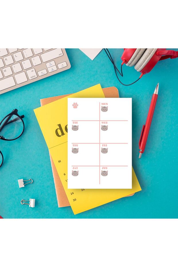 Sevimli Hayvan Desenli Kareli Notepad/Memopad/Planlayıcı/To Do List/Defter/ A6 - 3