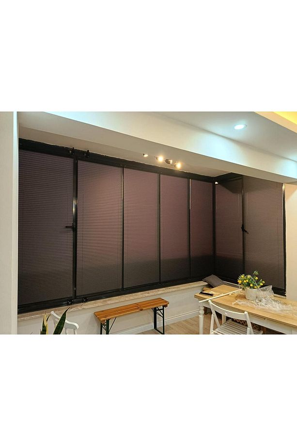 ANTRASİT PLİSELİ CAM BALKON PERDESİ - 4