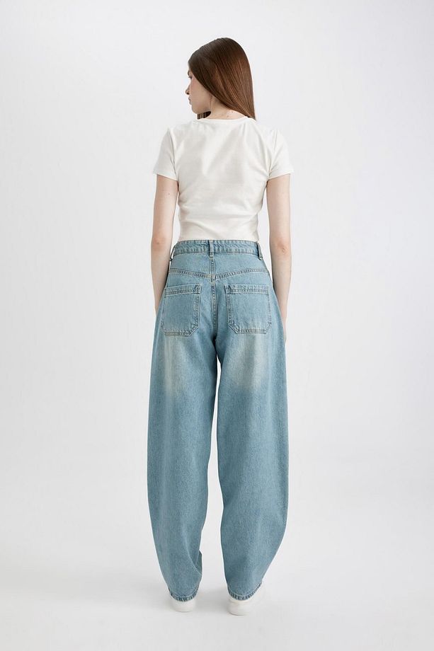 Baggy Fit Yüksek Bel Uzun Jean Yıkamalı Pantolon C7350ax24sp - 6