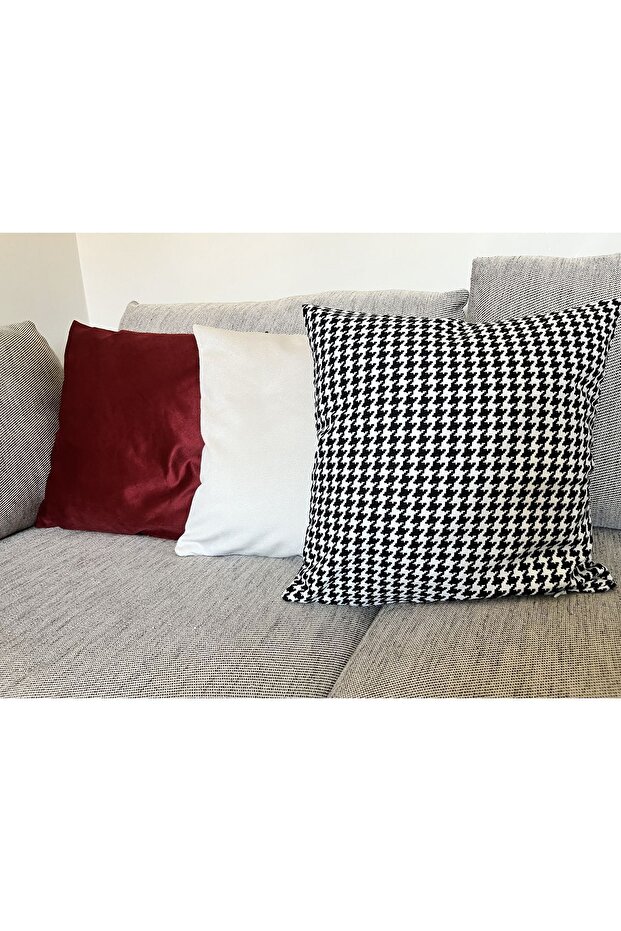 Digital Printed Houndstooth Patterned Throw Pillow Cover - 3