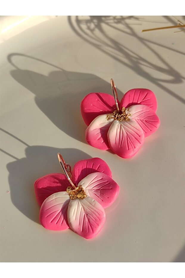 Special Design Handmade Violet Polymer Clay Flower Earrings