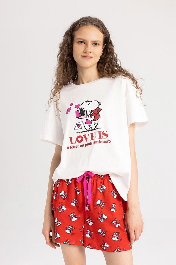 Fall In Love Snoopy Kısa Kollu Şortlu Pijama Takımı B6205ax24sp - 7