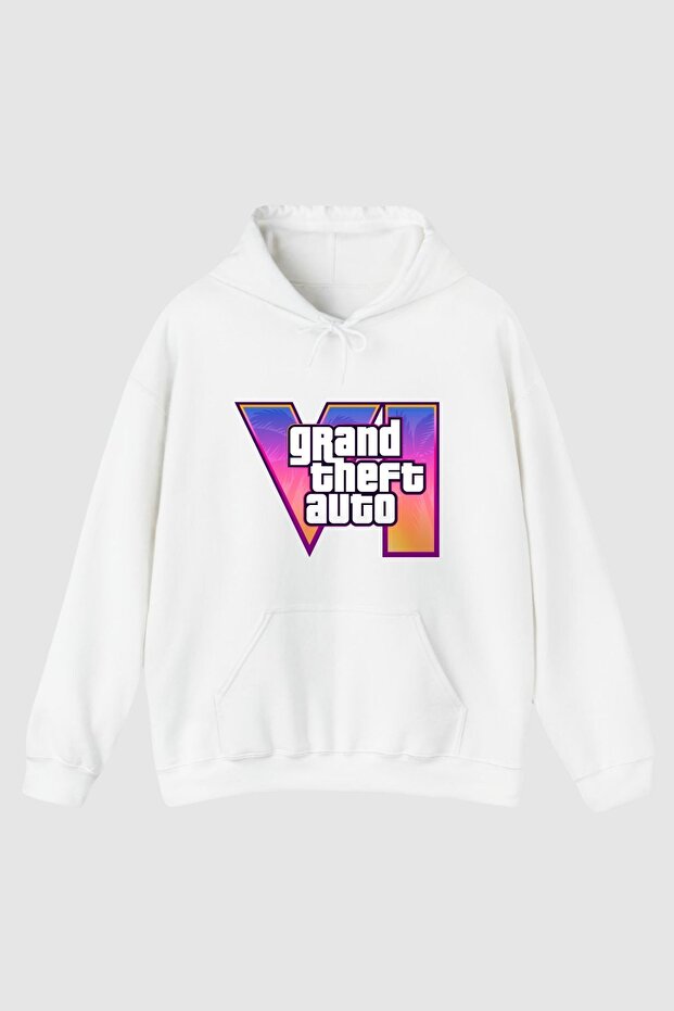 Unisex Hoodie Oversize Pocketed 3 Thread Gta 6 Logo Printed Hooded Sweatshirt