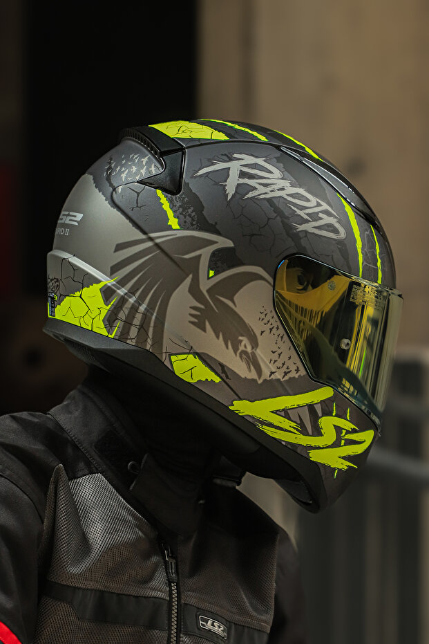 Rapıd 2 Raven Mat Siyah-gri-neon Sarı Kask - 8