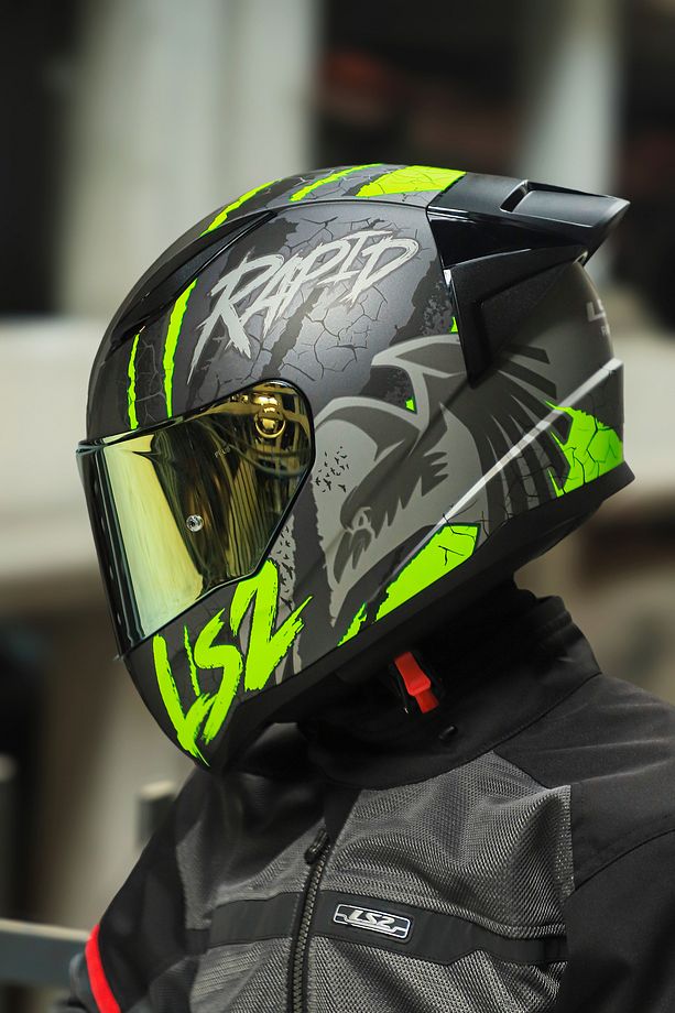 Rapıd 2 Race Raven Mat Siyah-gri-neon Sarı Kask - 5