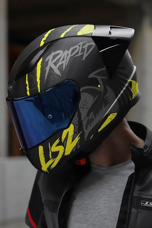 Rapıd 2 Race Raven Mat Siyah-gri-neon Sarı Kask - 3