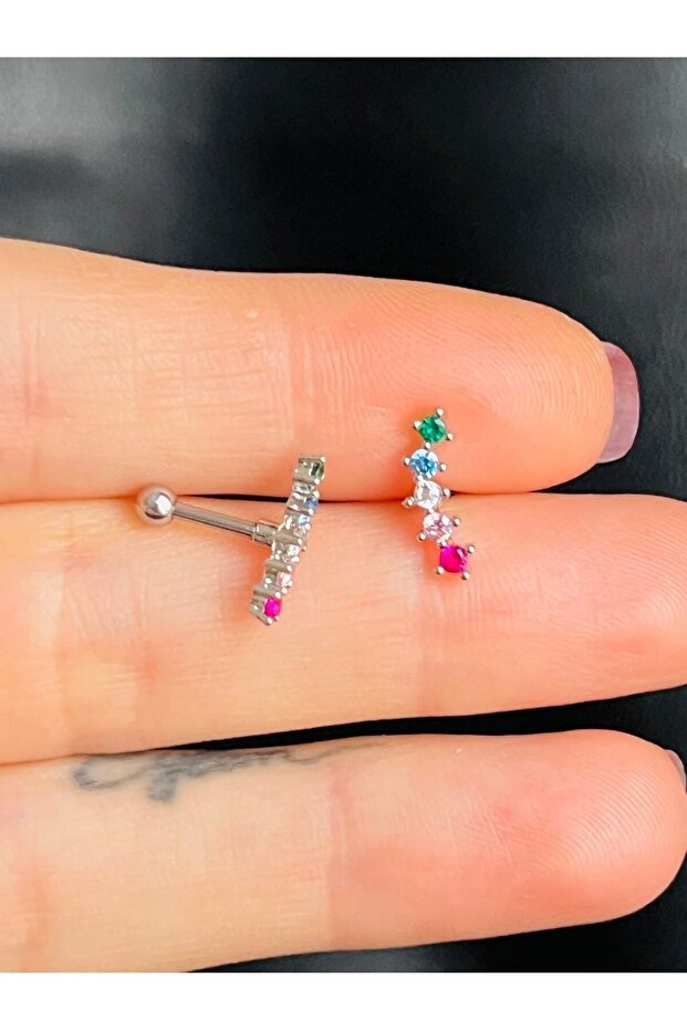 Çelik Multicolor Tragus Helix Piercing(1adet) - 2