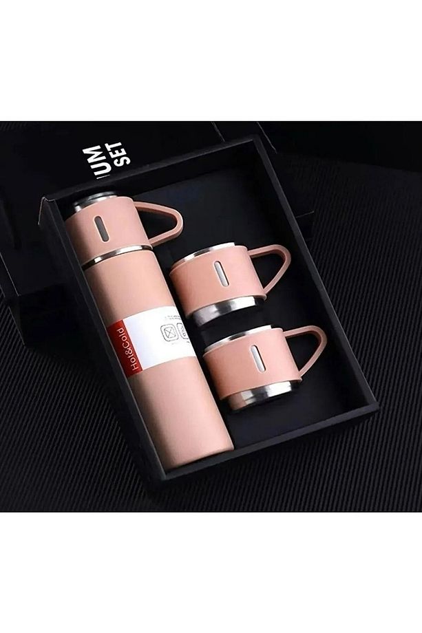 Vacuum Flask Set Üç Bardaklı Kutulu Termos Seti 500 Ml - 1