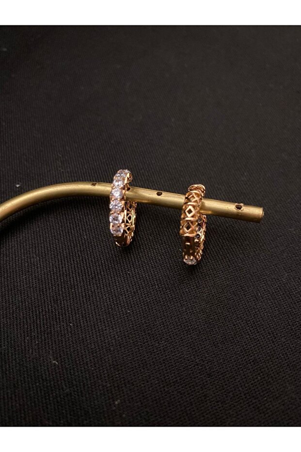 GOLD İŞLEMELİ HALKA KÜPE