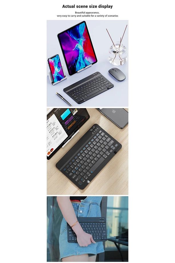 Bluetooth Klavye Mouse Set Ipad- Laptop-telefoon Uyumlu Silim Klavye Mous Set Tüm Cihazlara Uyumlu - 5