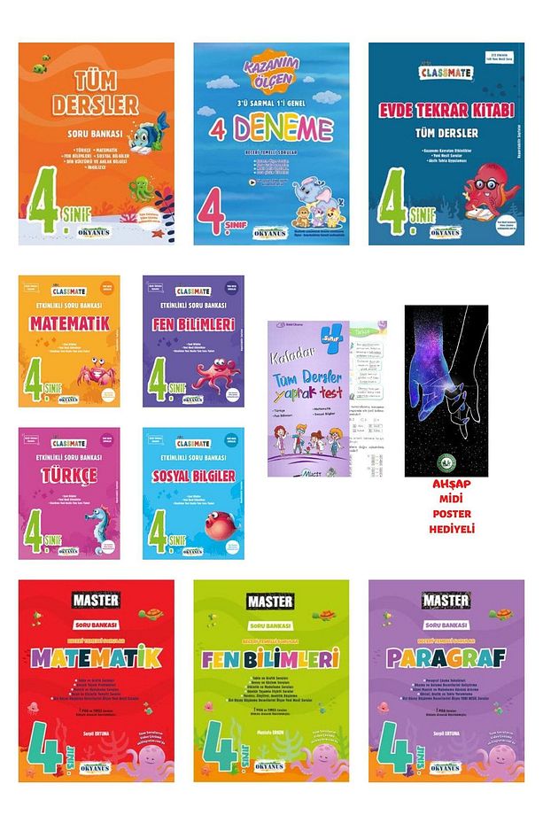 4.sınıf Classmate +master Tüm Dersler Soru Deneme Tekrar Ve Yaprak Test Ahşap Poster Hediyeli - 1