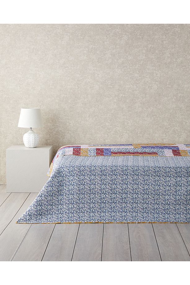 Log Cabin Patchwork Tek Kişilik Çok Amaçlı Örtü 160x220 cm Pembe - 2