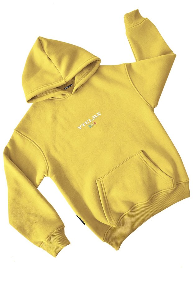 Boy / Girl's Yellow Thick Fleece Hooded Hoodie Sweatshirt