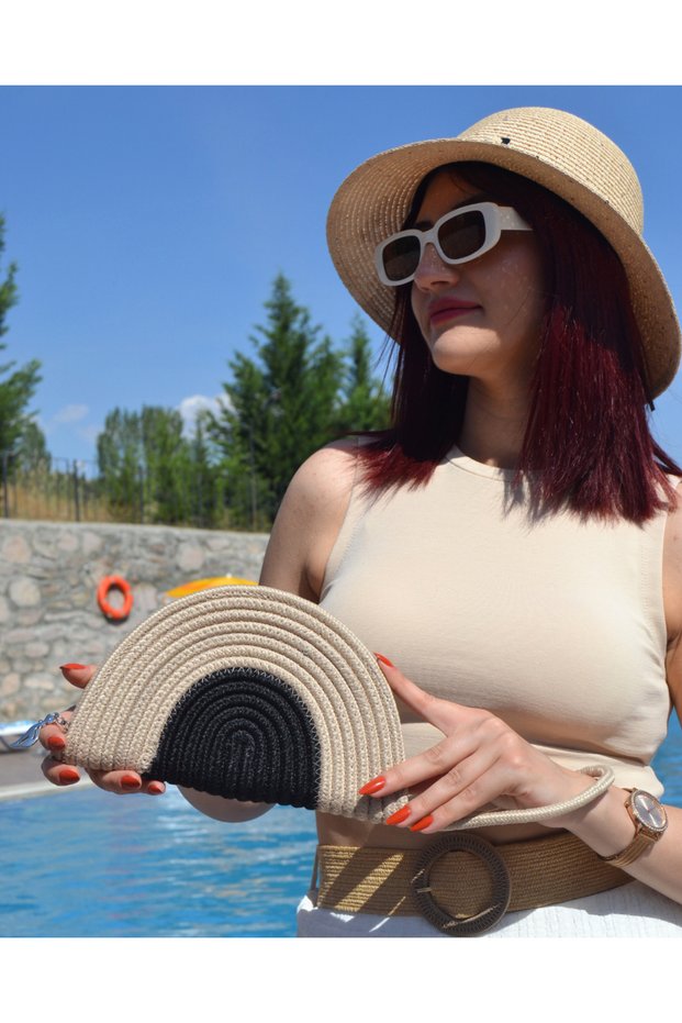 Jute Decorative Zippered Wallet, Bohemian Style Wallet, Washable, Zippered Bag, Women's Bag,