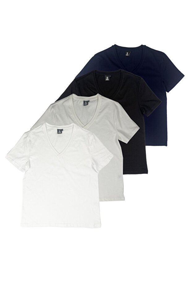 Basic Regular Γυναικεία V-Neck Πακέτο 4 - 1