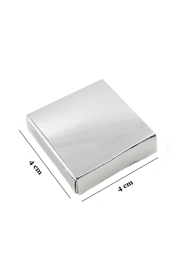 Tekli Madlen Çikolata Kutusu 25 Adet  Gümüş 4 cm - 2