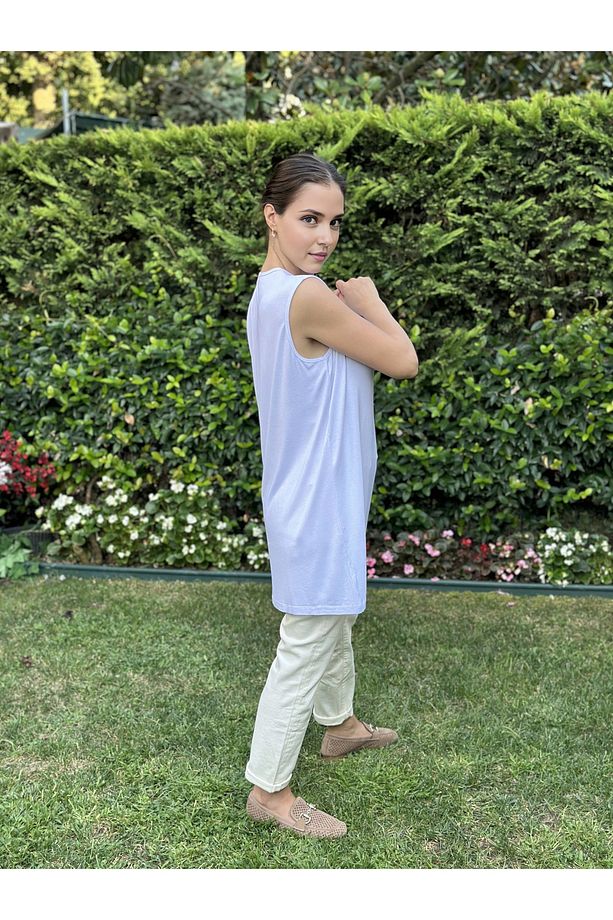 Bisiklet Yaka Kolsuz Tesettür Içlik Tunik Basic Tunik - 4