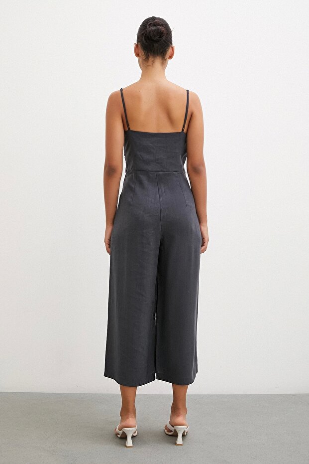 Fiyonklu Askılı Tulum Siyah - 7