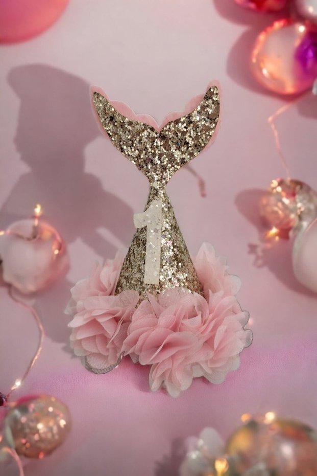 1 Year Old Birthday Crown Gold/Powder, Stylish and Cute Birthday Ornament