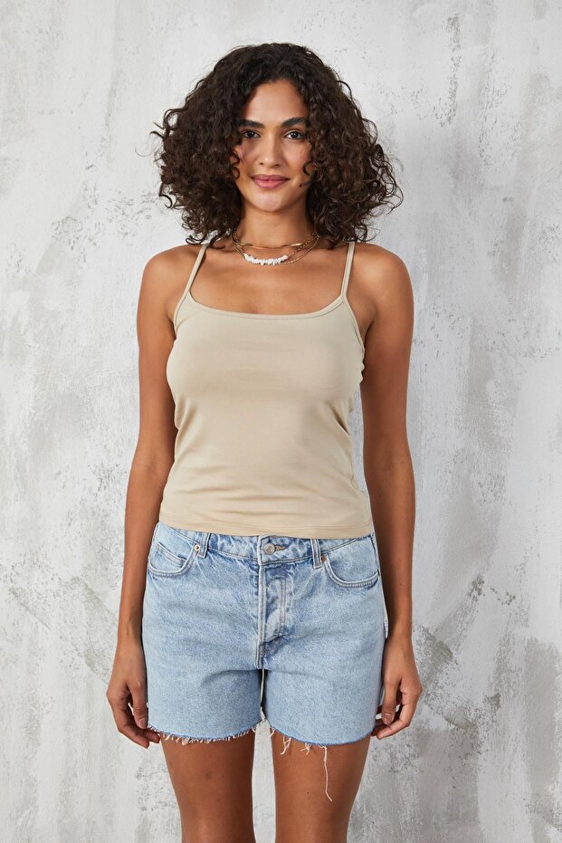 Taş İnce İp Askılı Pamuklu Basic Atlet 27274 - 3