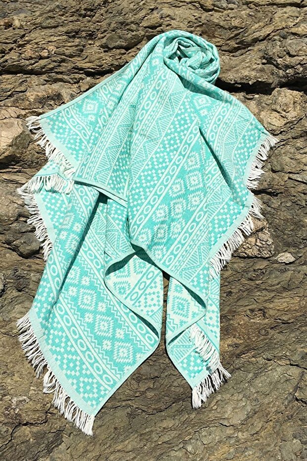 Green Kilim Peshtamal - Water Absorbent Peshtamal for Beach and Daily Use
