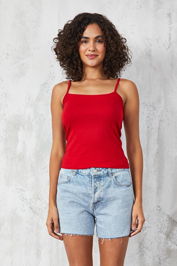 Cotton Red Thin String Basic Undershirt - 27274 - 5