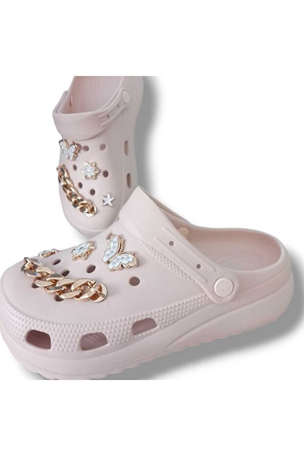 Women's Slippers with Stone Emojis, Sandals with High Soles