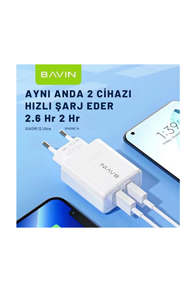 Çift Usb Girişli Şarj Adaptörü Beyaz 2,4a - 1