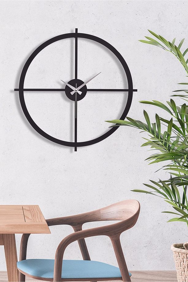 Duvar Saati 50cm Sessiz Mekanizma Siyah Metal Kasa Modern Tasarım - Nuvola 50 Mds-50 - 3